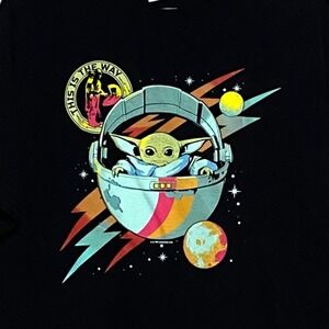 Grogu This Is the Way T-Shirt L Black Hovering Pram Star Wars Mandalorian Sci Fi